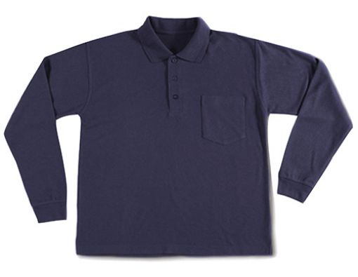 Imagen de Polo algodon manga larga con bolsillo 6675 Azul marino T-XL