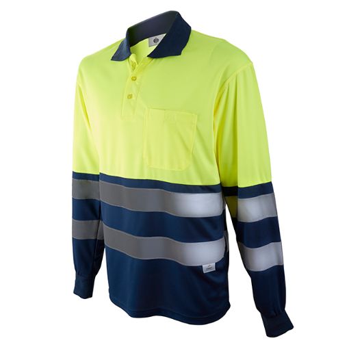 Imagen de Polo AV "1095" manga larga Amarillo/Marino T-XXL