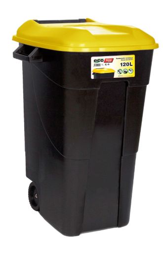 Imagen de Contenedor de residuos con ruedas 120 litros tapa Amarilla