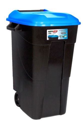 Imagen de Contenedor de residuos con ruedas 120 litros tapa Azul