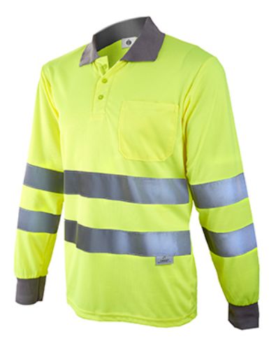 Imagen de Polo AV "1057" manga larga Amarillo Fluor T-L