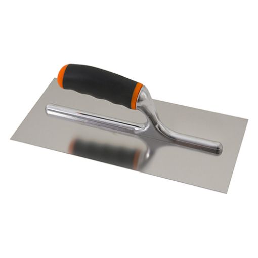 Imagen de Llana lisa acero inox 28 x13 cm con mango abierto bimaterial