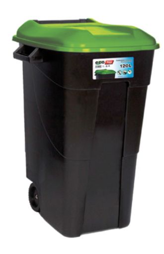 Imagen de Contenedor de residuos con ruedas 120 litros tapa Verde
