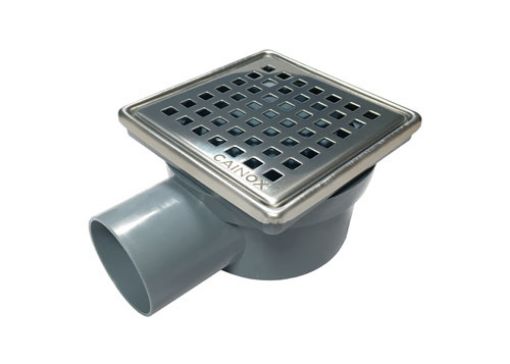 Imagen de SUMIDERO C/MARCO Y REJI INOX 10x10 S/H 50mm.PARTE INF.PLAST.