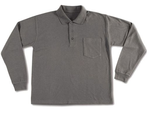 Imagen de Polo algodon manga larga con bolsillo 6635 Gris T-XXL