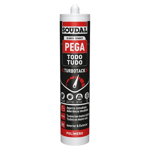 Imagen de Adhesivo Soudal Pega Todo Turbotack Blanco cartucho 290 ml